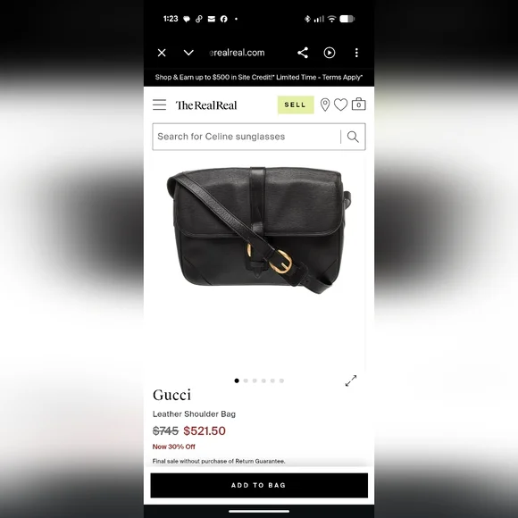 GUCCI Rare Vintage Shoulder Bag Crossbody Boar Skin Gold Hardware Leather Unisex - Picture 14 of 15